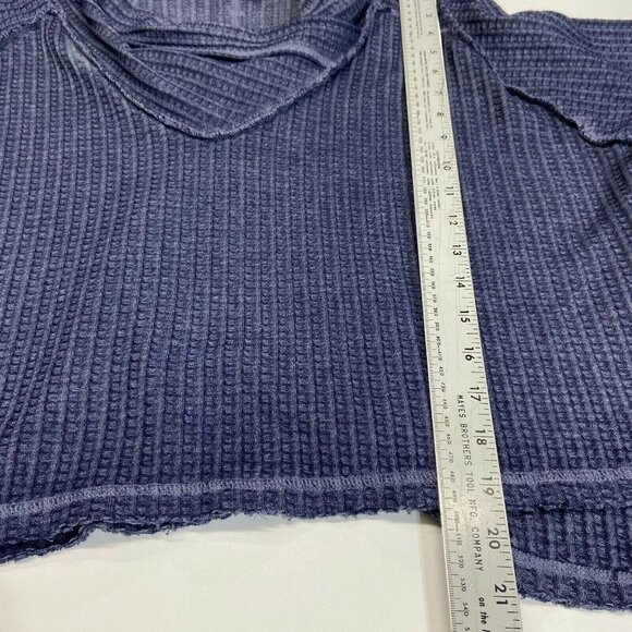 We The Free Wildcat Thermal Pullover Sweater Womens Size XSmall Blue Cowl Neck - Picture 7 of 10